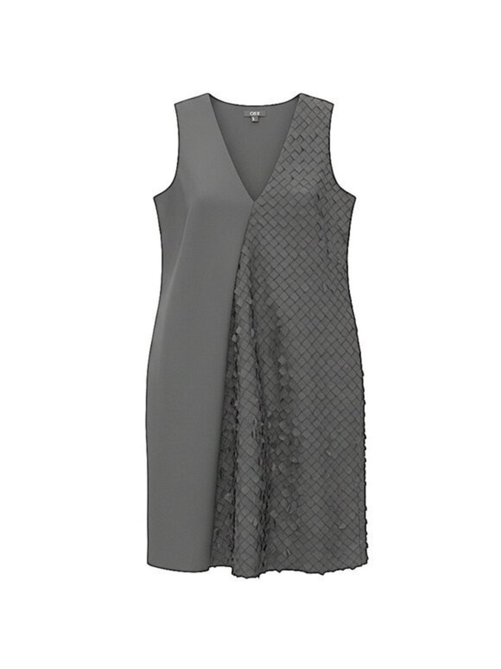 COS Aritzia Oversized A-Line V-Neck Dress with Square Pattern on Front Size 4